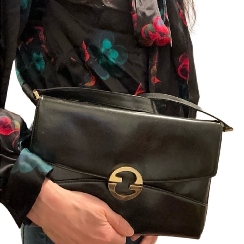 Gucci 1973 black gold logo blondie  bag